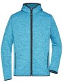 Fleece Vest James & Nicholson Hooded JN589 blue melange-zwart